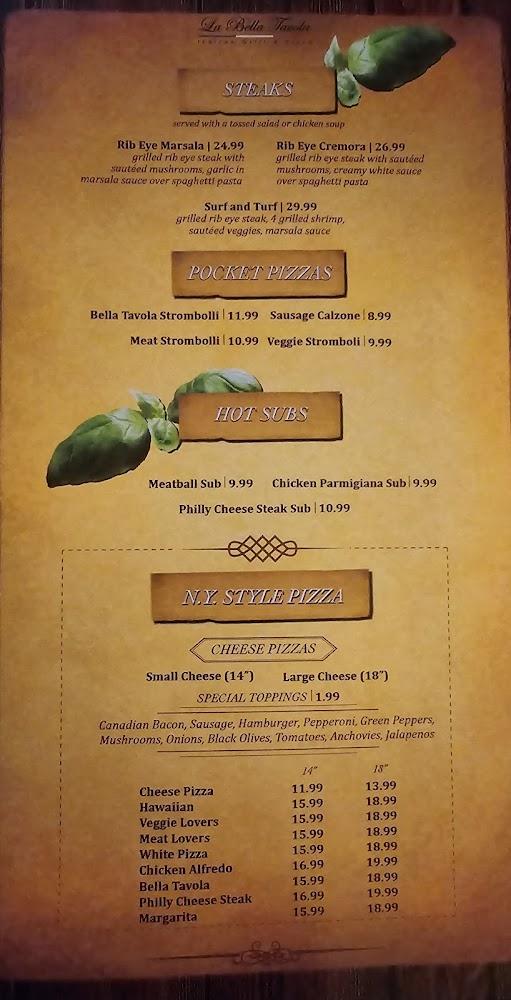 La Bella Tavola Italian Grill & Pizza Menu image 4